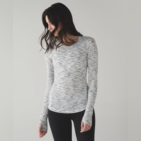 Lululemon 5 Mile Long Sleeve Tiger Space Dye Black White - Picture 1 of 9